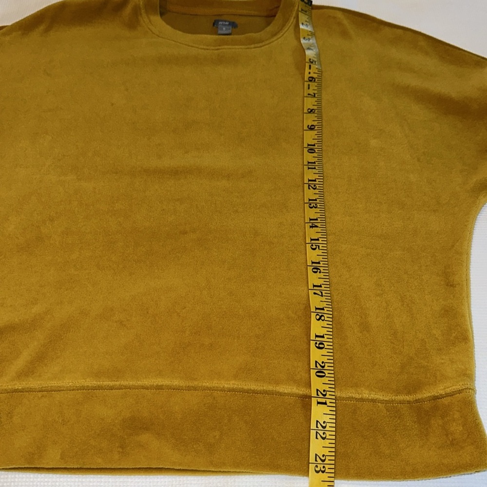 Aerie Terry Cloth Pullover Sweater Sweatshirt Top Crew Neck Marigold Yellow XS - Picture 9 of 11